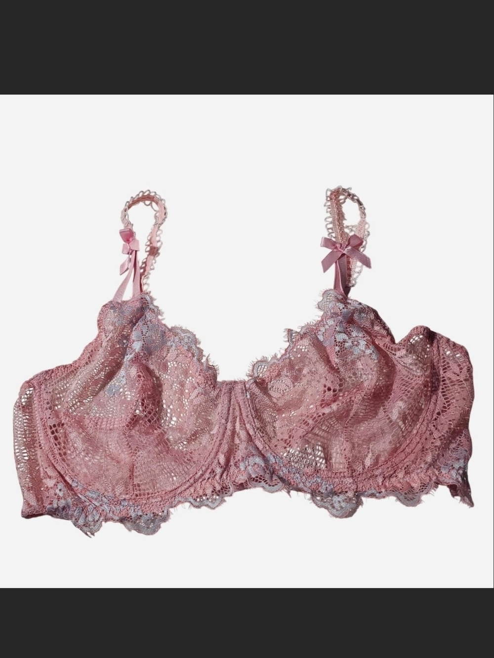 Sheer Lace Underwire Bra in Blush Pink